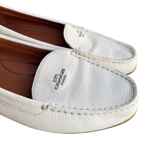 Coach Women's Size 8.5 B White Leather Loafers Slip-On Shoes With Logo Detail - Picture 4 of 12